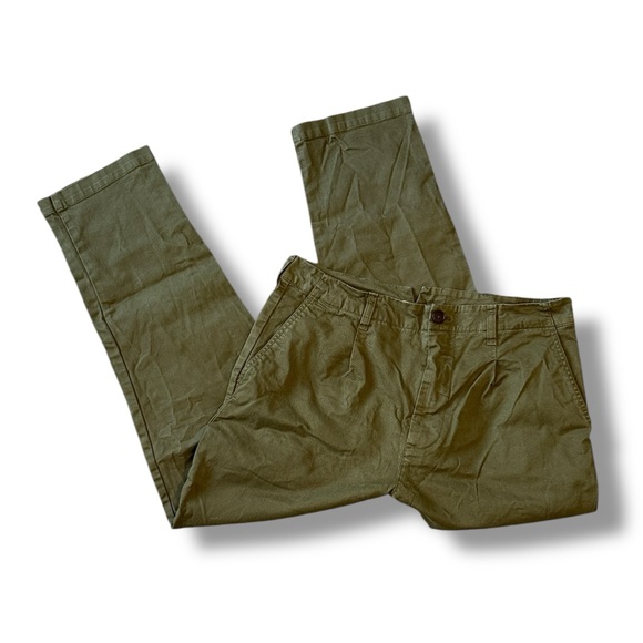 Alex Mill High Waist Pleated Chino Pants Olive Preppy 90’s Size 12 - Picture 1 of 7